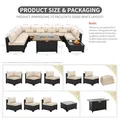 Rattaner 10 Pieces Wicker Sectional with Fire Table, Khaki: view 3