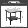 Rattaner 2-Layer Wicker Side Table, Glass Top, Black: view 2