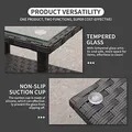Rattaner 2-Layer Wicker Side Table, Glass Top, Black: view 3