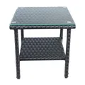 Rattaner 2-Layer Wicker Side Table, Glass Top, Black: view 5