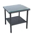 Rattaner 2-Layer Wicker Side Table, Glass Top, Black: view 6