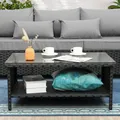 Rattaner 2-Layer Wicker Storage Coffee Table, Black: view 2