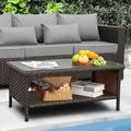 Rattaner 2-Layer Wicker Storage Coffee Table, Brown: view 2