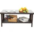 Rattaner 2-Layer Wicker Storage Coffee Table, Brown: view 4