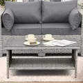 Rattaner 2-Layer Wicker Storage Coffee Table, Grey: view 3
