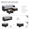 Rattaner 3 Pieces Wicker Sectional with Ottoman, Light Grey: view 4
