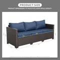 Rattaner 3-Seat Wicker Outdoor Patio Sofa, Blue: view 3