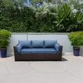 Rattaner 3-Seat Wicker Outdoor Patio Sofa, Blue: view 6