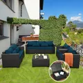 Rattaner 5 Pieces Wicker Sectional, Coffee Table, Peacock Blue: view 2