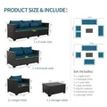 Rattaner 5 Pieces Wicker Sectional, Coffee Table, Peacock Blue: view 6