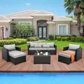 Rattaner 6 Pieces Wicker Patio Furniture Set, Grey: view 2