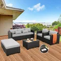 Rattaner 6 Pieces Wicker Patio Furniture Set, Grey: view 3