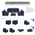 Rattaner 6 Pieces Wicker Patio Furniture Set, Navy Blue: view 3