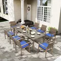 Rattaner 7 Pieces Wicker Patio Dining Set, Royal Blue: view 2