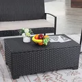 Rattaner black wicker coffee table with storage and matching side table