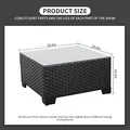 Rattaner Square Wicker Coffee Table, Glass Top, Black: view 2